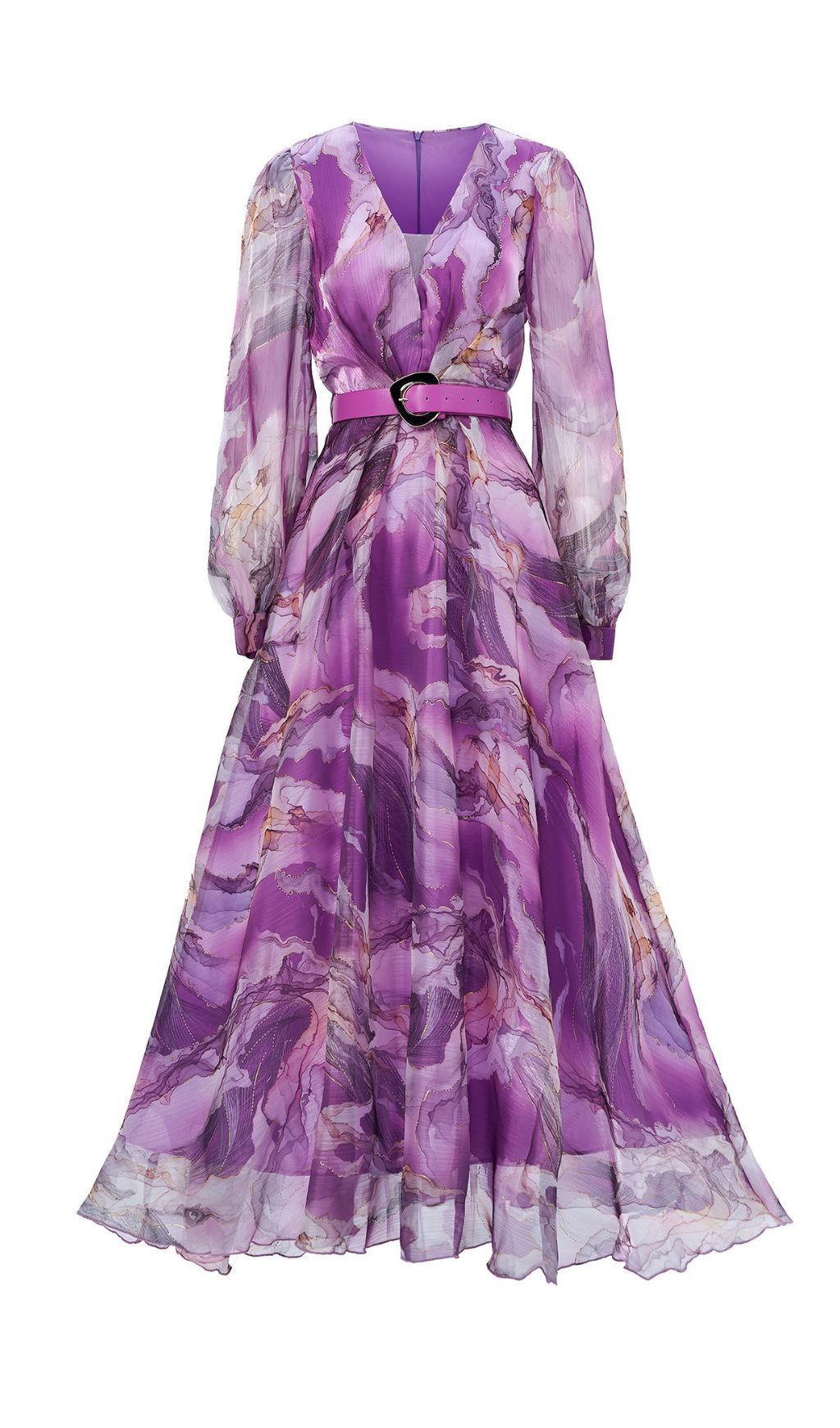 Feryal Mesmerizing Purple Abstract Maxi Dress
