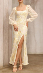 Kadence Sunlit Yellow Floral Maxi Dress