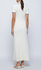 Evelia Ribbed Knit Polo Maxi Dress for Women