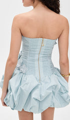 Ernö Strapless Floral Appliqu Bubble Mini Dress