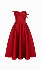 Avani Red Taffeta Bow Midi Dress