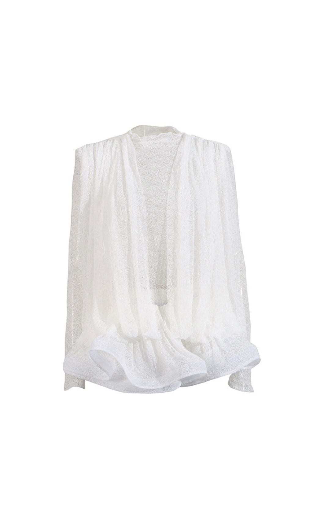 Enchanting White Lace Long Sleeve Maxi Dress