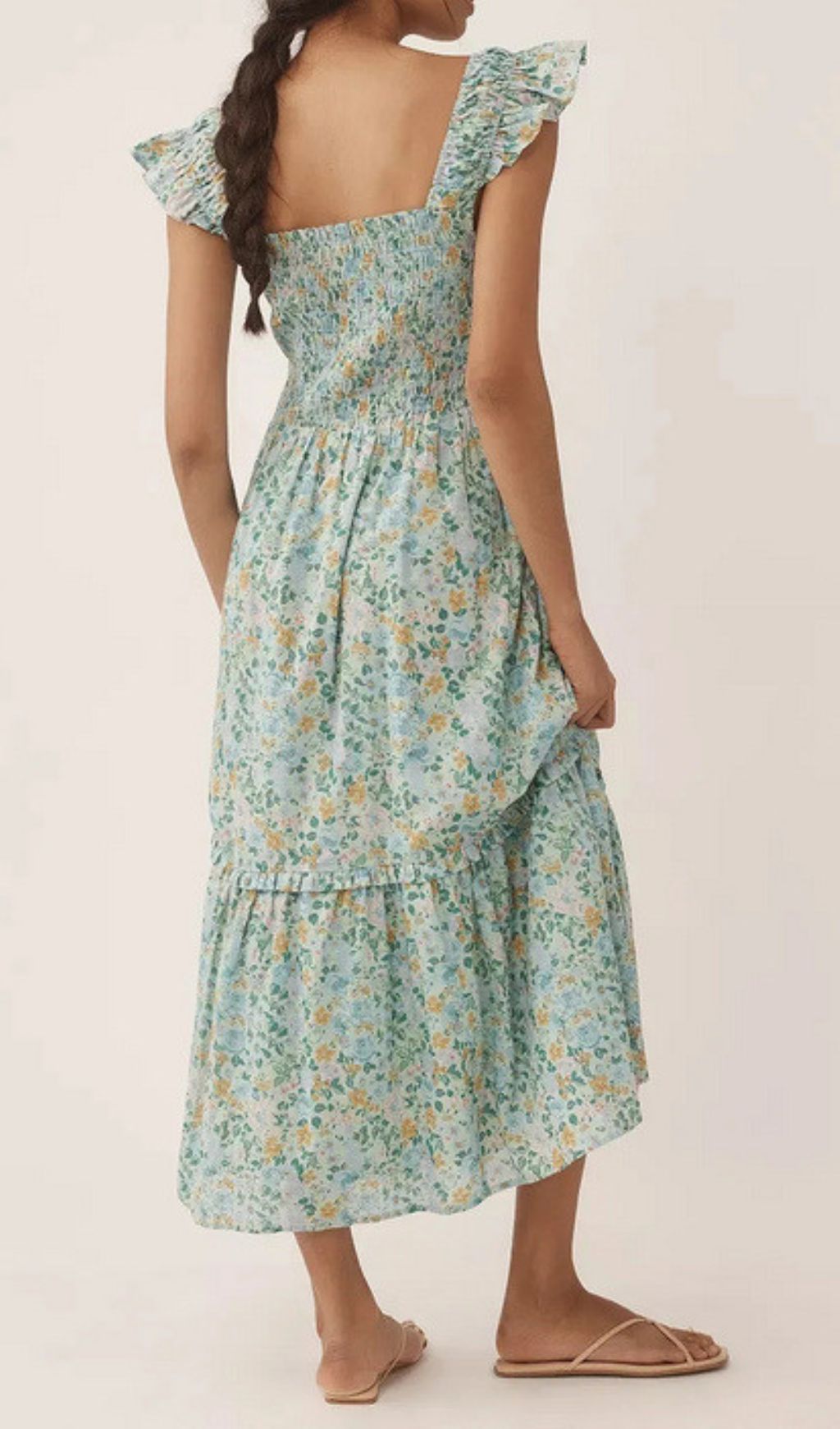 Fahari Smocked Floral Midi Dress