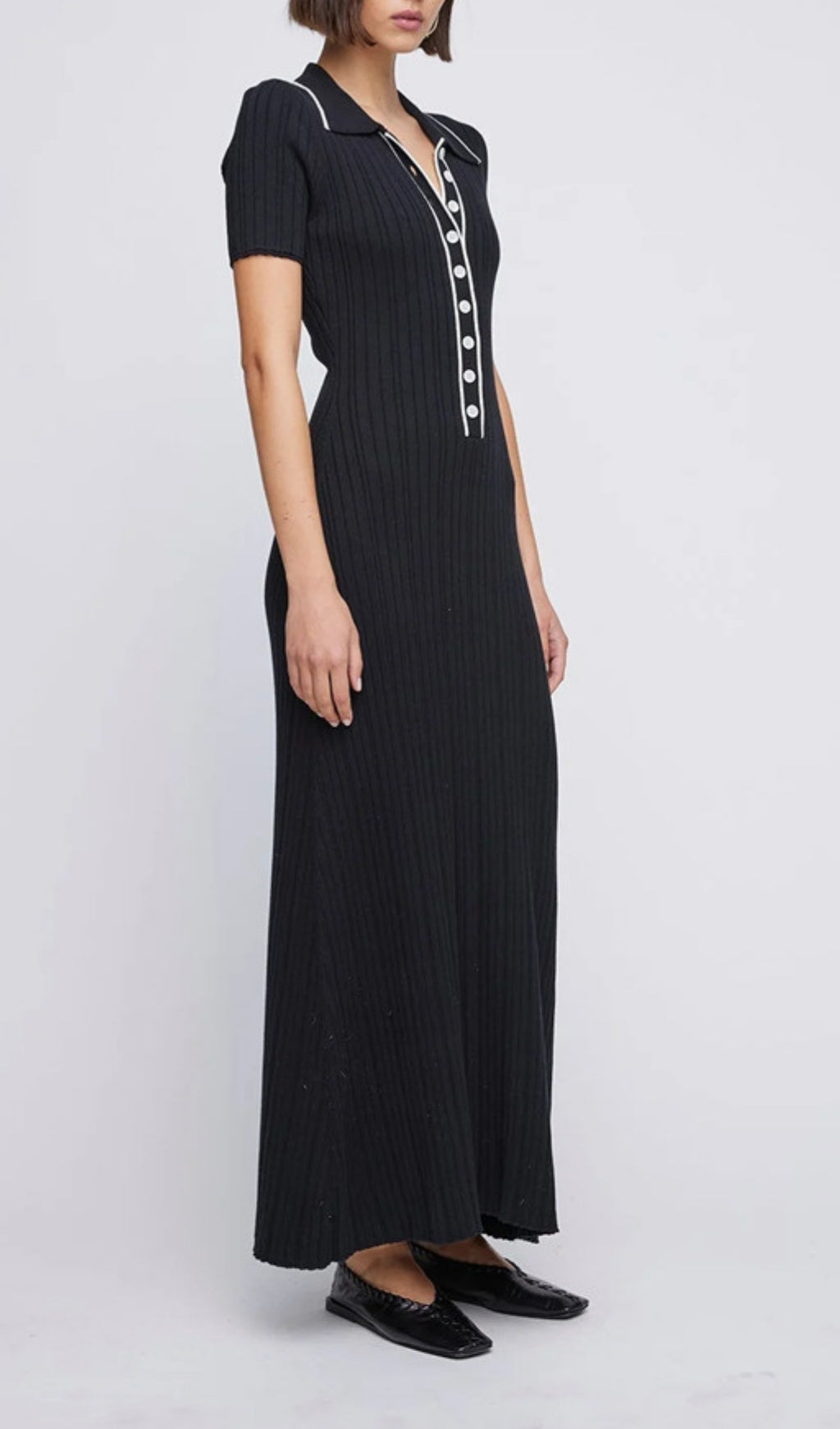 Evelia Ribbed Knit Polo Maxi Dress for Women
