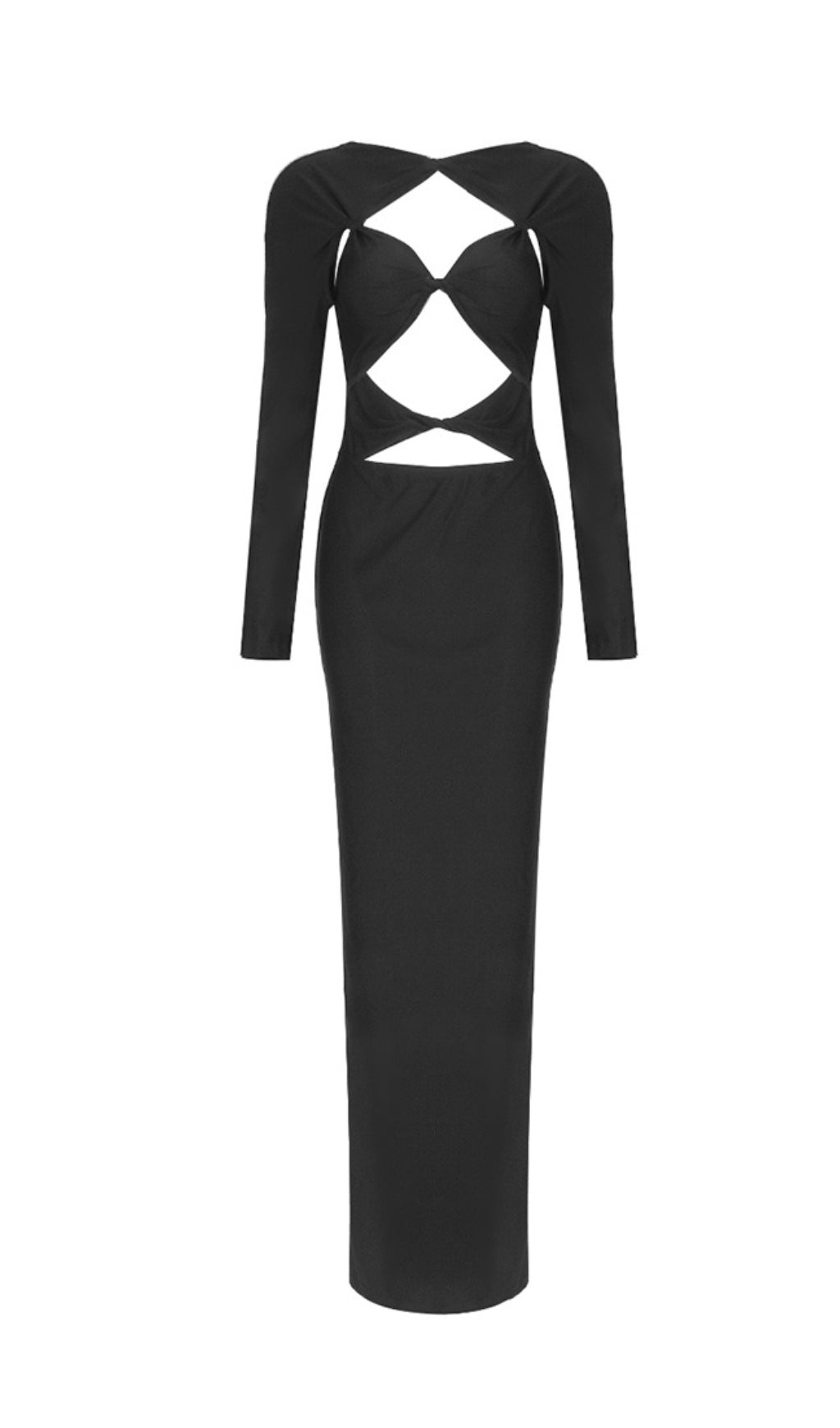 Glamorous Black Cut-Out Long Sleeve Maxi Dress