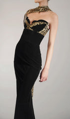 Glamorous Black Leopard Velvet Maxi Dress