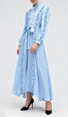 Iria Blue Ruffled Maxi Dress