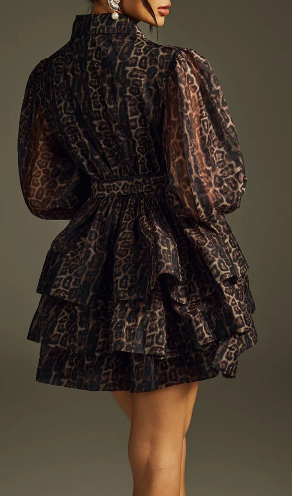 Hazra Fierce Leopard Print Tiered Mini Dress