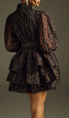 Hazra Fierce Leopard Print Tiered Mini Dress