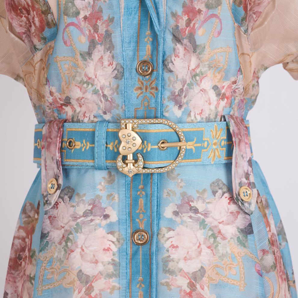 Gloria Enchanting Floral Belted Maxi Dress