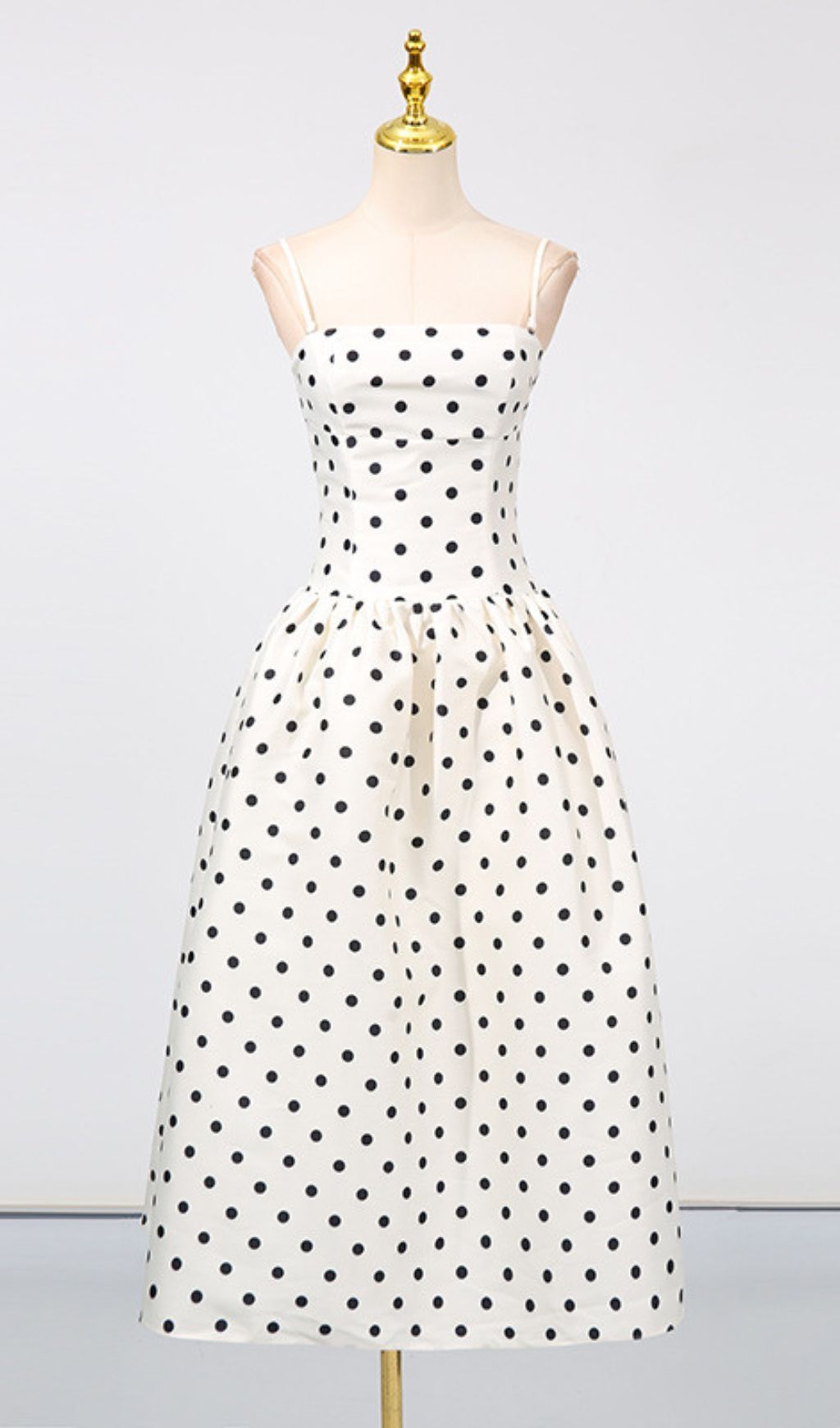 Floriane Retro Chic Polka Dot A-Line Midi Dress