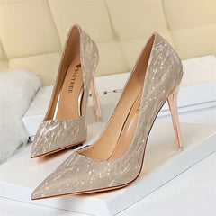Comfort Wedding Single Shoes Shallow Mouth Thin High Heel Pointed Toe Elegant Sequins Sandals