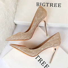 Comfort Wedding Single Shoes Shallow Mouth Thin High Heel Pointed Toe Elegant Sequins Sandals