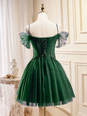 Green Tulle Knee Length Homecoming Dress