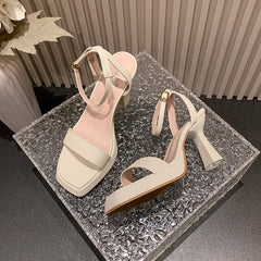 Thick Sole Ankle Strap High Heel Waterproof Platform Shoes Pink Sandals 9cm