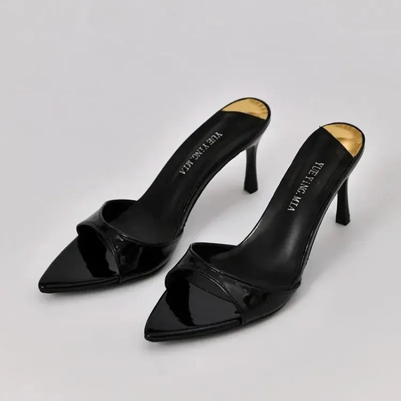 Large Size Pointed Thin High Heels Slippers Wear A Word Sandals
