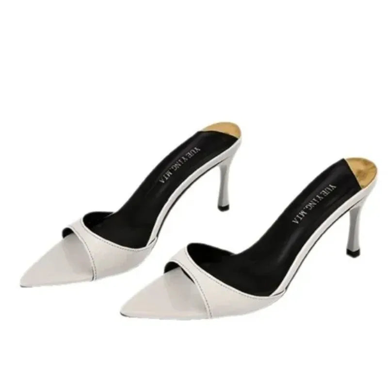 Large Size Pointed Thin High Heels Slippers Wear A Word Sandals