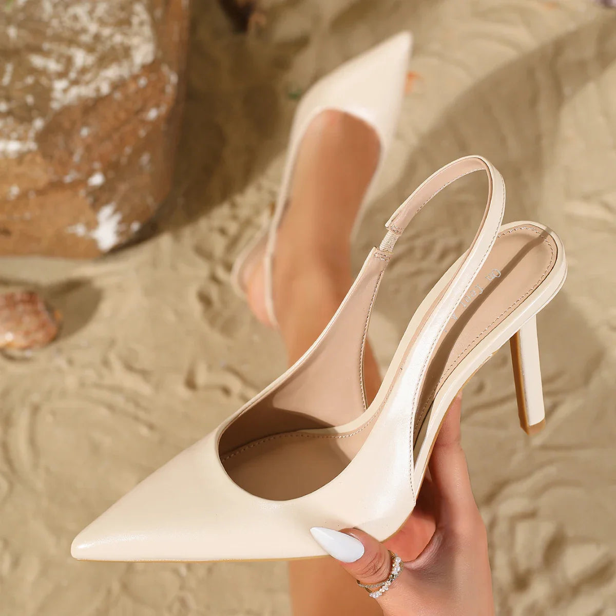 Shoes Single Shoes Sandals Pointed Toe Slingback Shallow Vamp High Heels