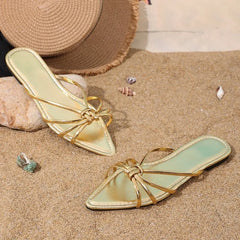 Pointed Head Slippers Low Heel Waterproof Slipper Casual Style Beach Slippers