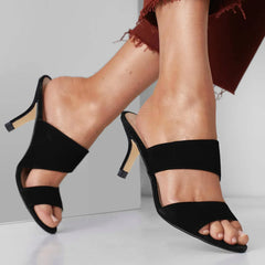 Sandals Casual 5cm Sexy Thin High Heels Open Toe Slip on Sandal Nude Red Wedding Shoes Plus Size