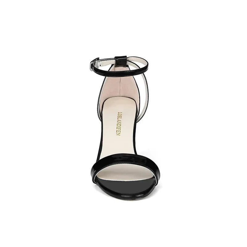 Sandals 8cm High Heels Flock Lady Gladiator Evening Ankle Strap Stilettos Party Nude Wedding Shoes