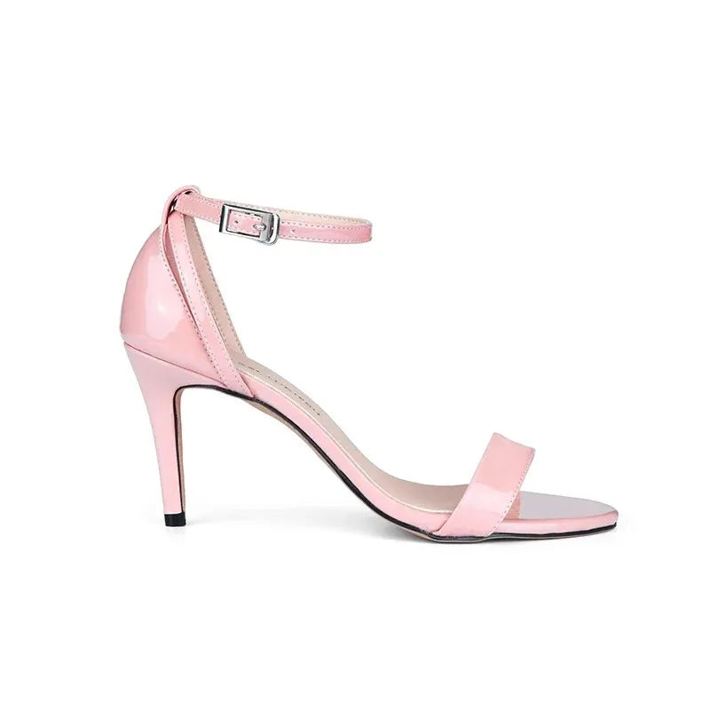 Sandals 8cm High Heels Flock Lady Gladiator Evening Ankle Strap Stilettos Party Nude Wedding Shoes