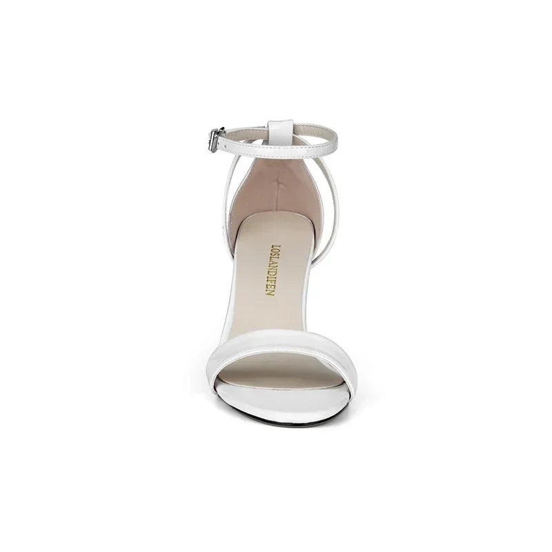Sandals 8cm High Heels Flock Lady Gladiator Evening Ankle Strap Stilettos Party Nude Wedding Shoes