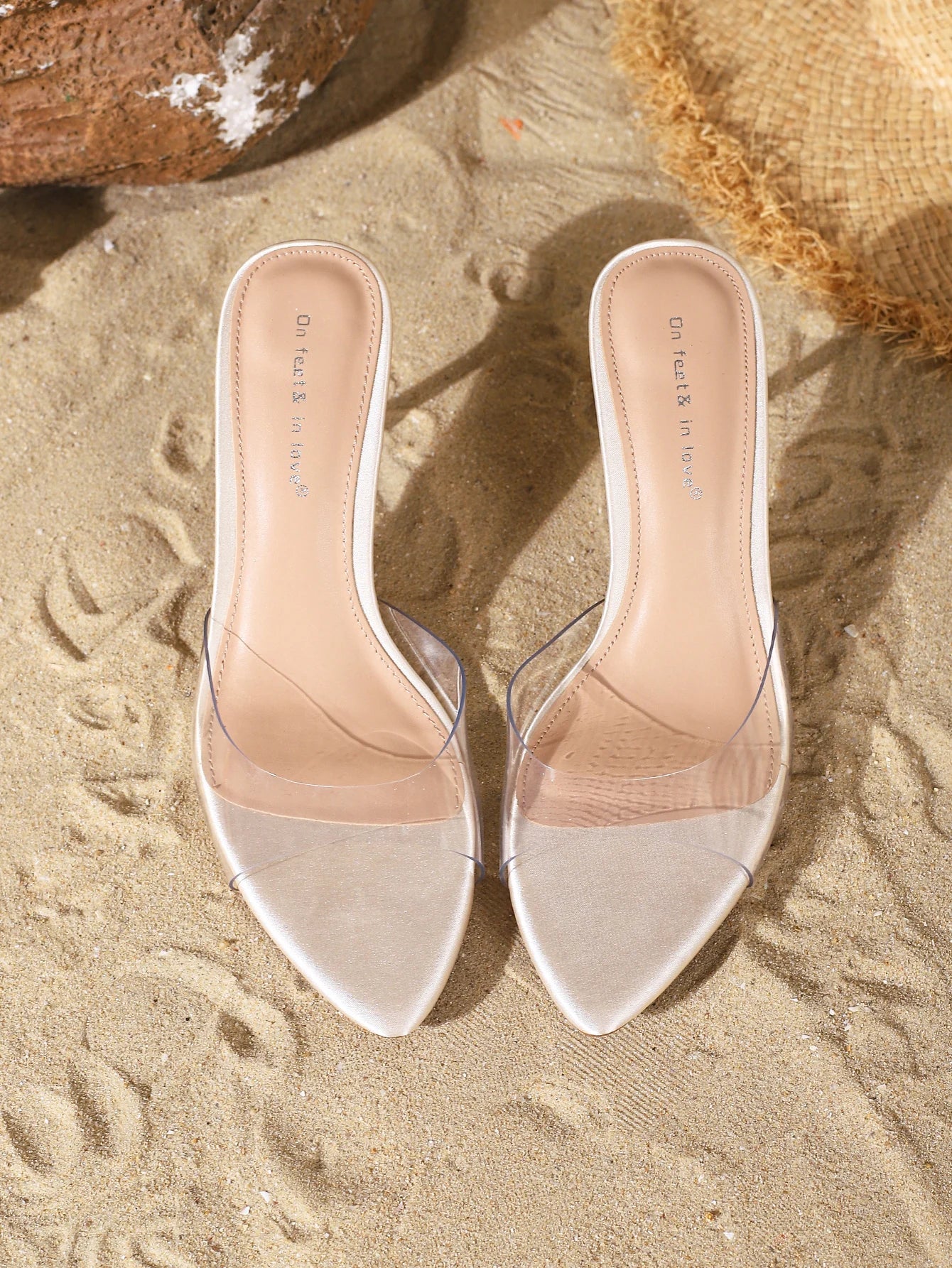 Stylish Elegant Transparent TPU Single Strap Low-Cut Open Toe Stiletto Heel Mule Sandals