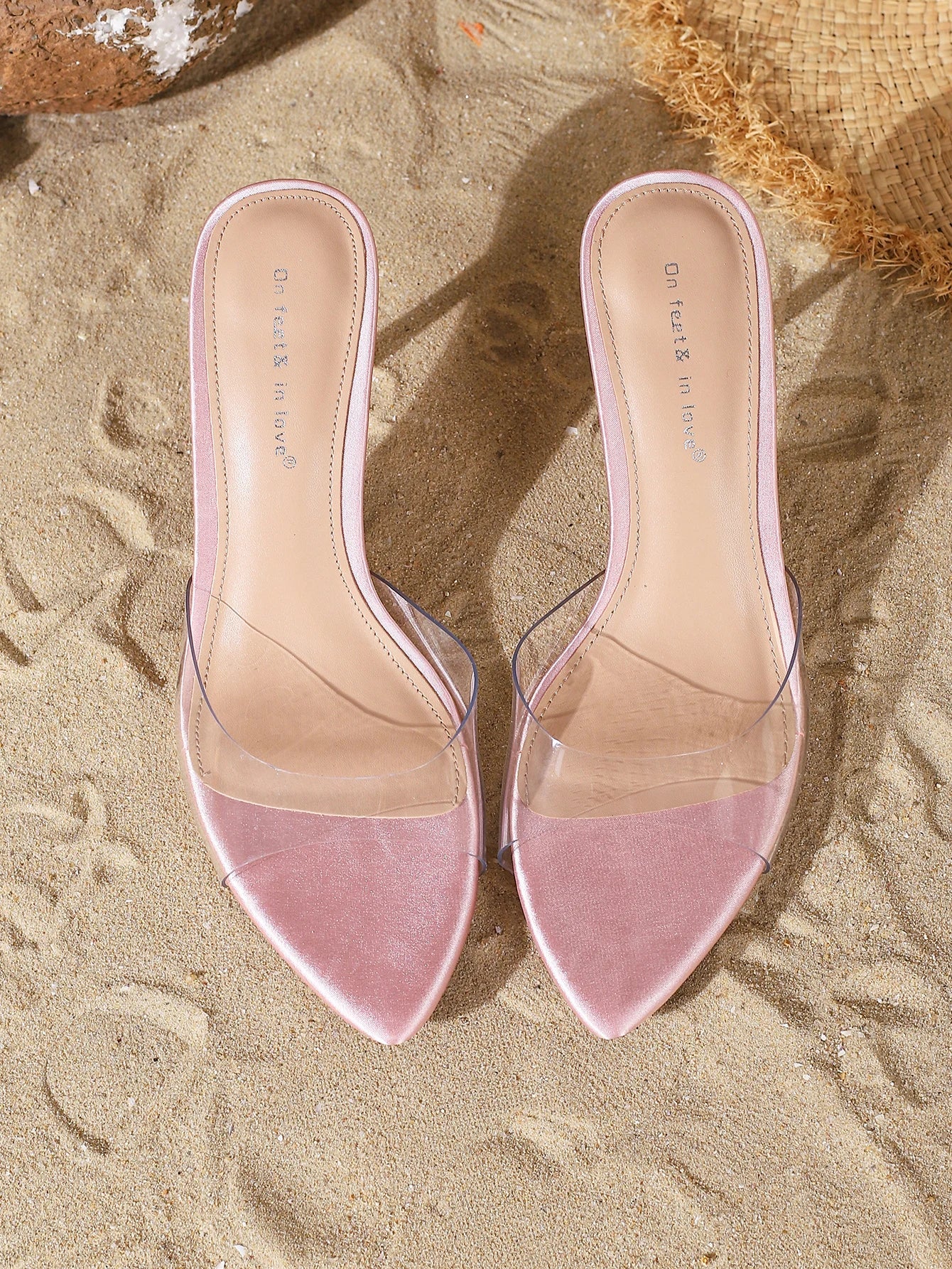 Stylish Elegant Transparent TPU Single Strap Low-Cut Open Toe Stiletto Heel Mule Sandals