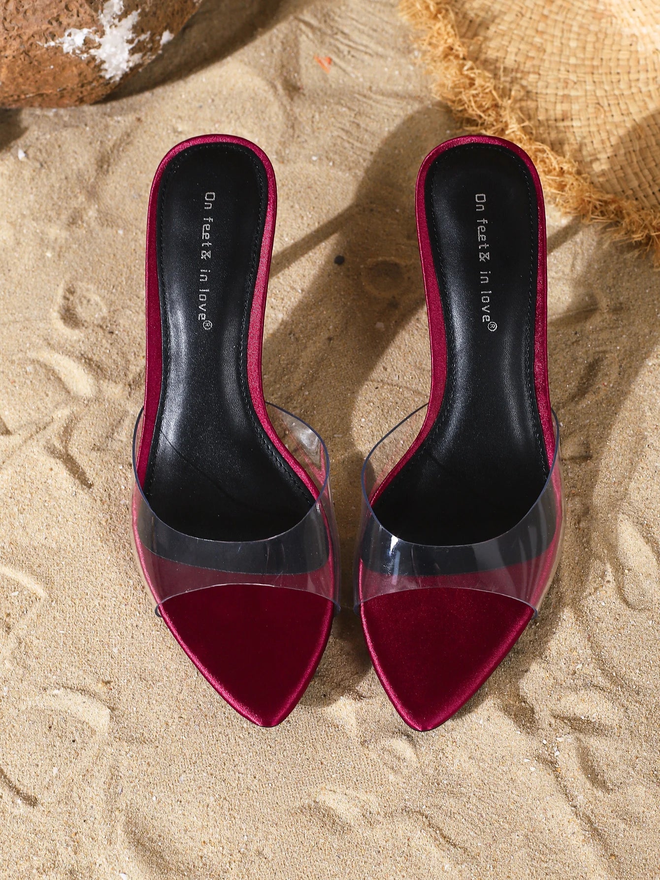 Stylish Elegant Transparent TPU Single Strap Low-Cut Open Toe Stiletto Heel Mule Sandals
