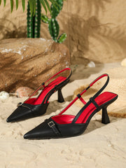 Pointed-Toe Slingback Low-Cut High Heels