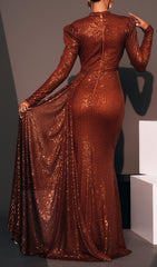 Blodyn Sequin Long Sleeve Maxi Gown