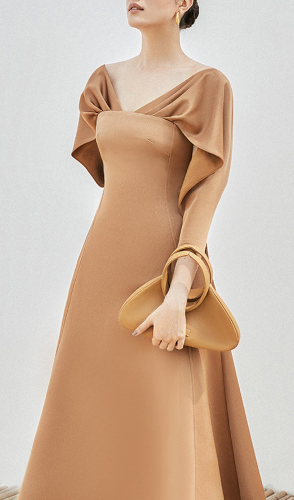 Bethan Draped V-Neck Midi Dress with Pockets