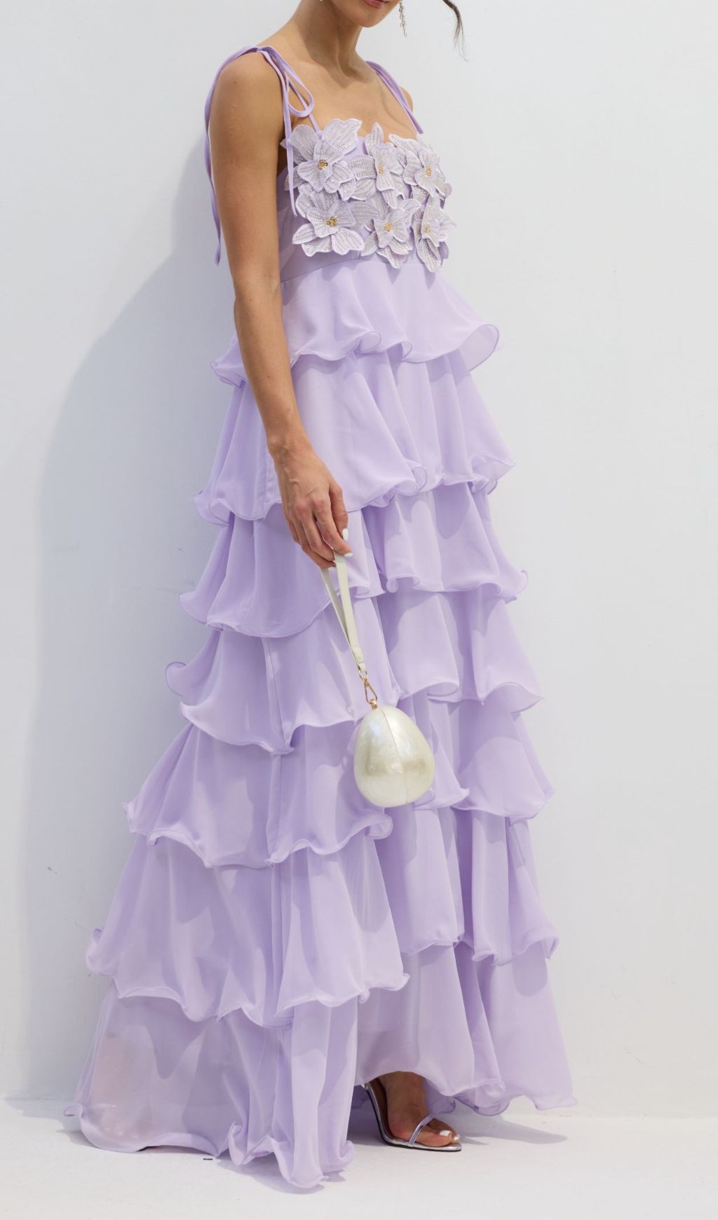 Fauve Romantic Purple Floral Tiered Maxi Dress