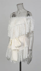 Basye Enchanting Off-Shoulder Lace Mini Dress
