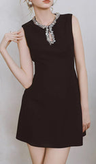 Dorin Sparkle & Shine Black Embellished Keyhole Mini Dress