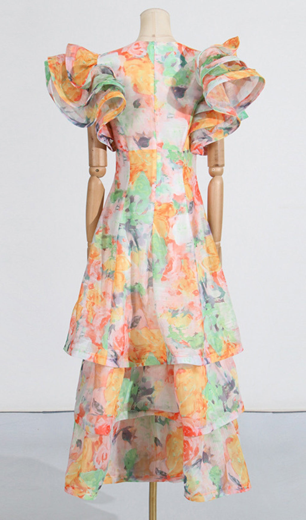 Élodie Vibrant Floral Ruffle Tiered Gown