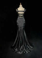 Vestido largo de fiesta formal con tirantes de sirena en color negro 
