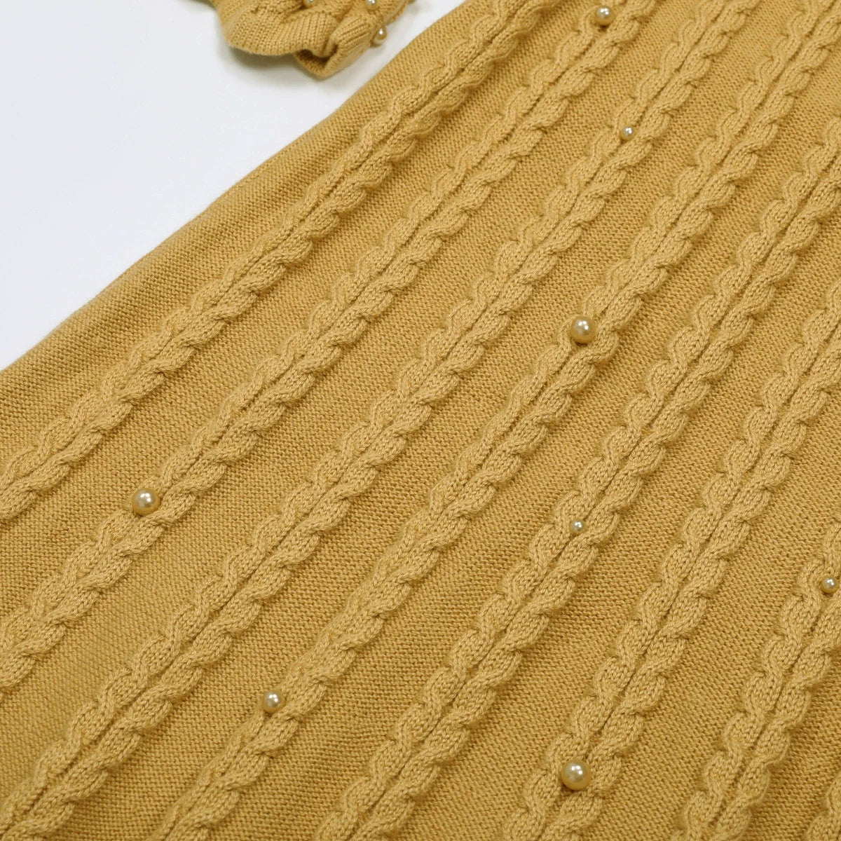 Jace Pearl Embellished Cable Knit Midi Dress