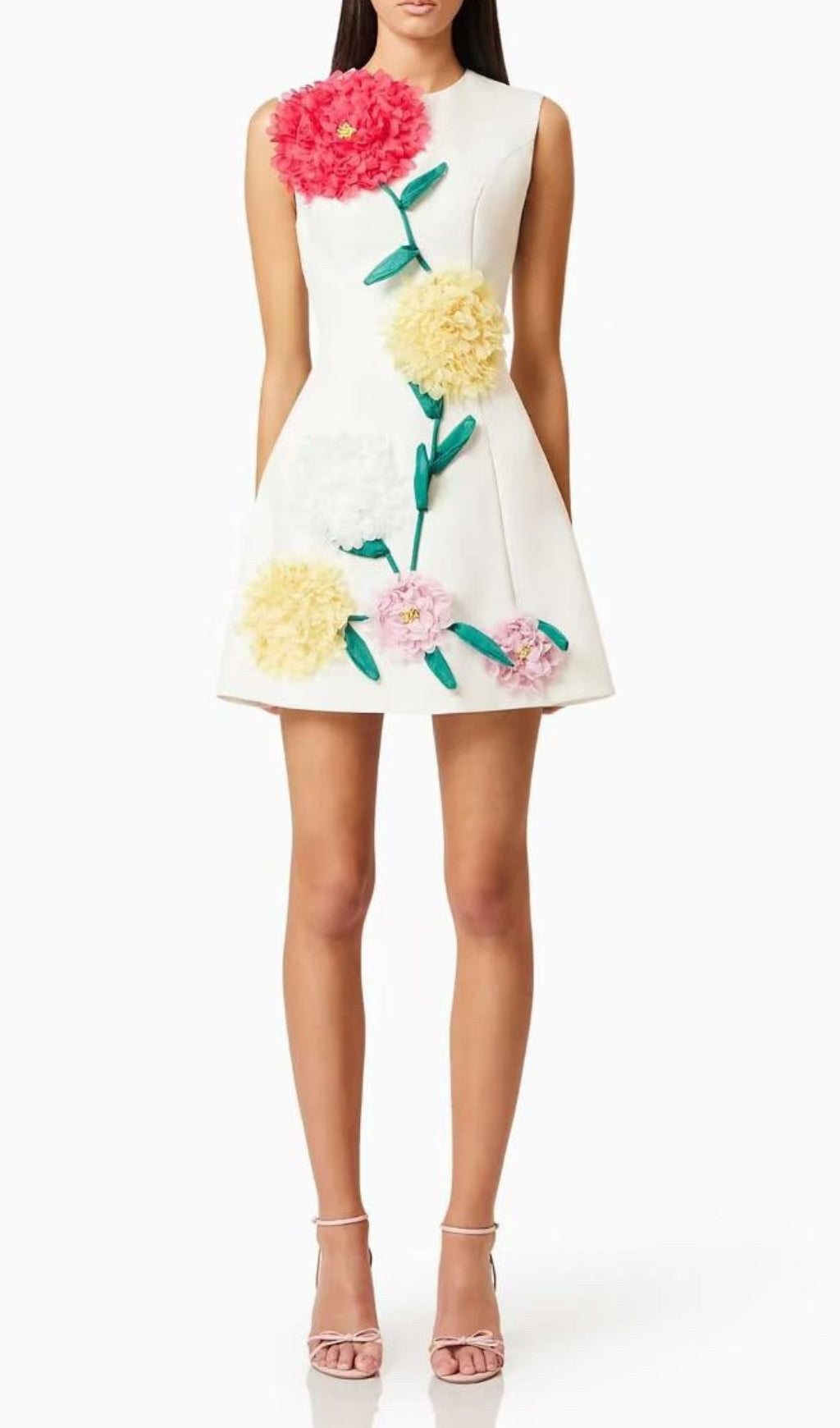 Erica White 3D Floral Mini Dress