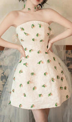 Dalila Strapless Floral Embellished Mini Dress