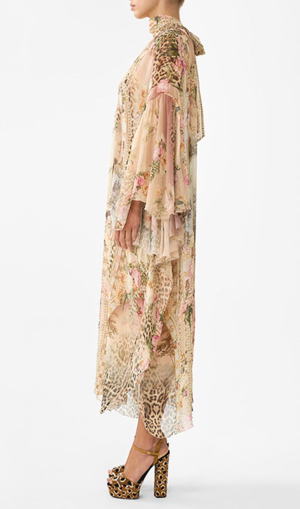 Jetta Exotic Floral & Leopard Print Flowing Maxi Dress