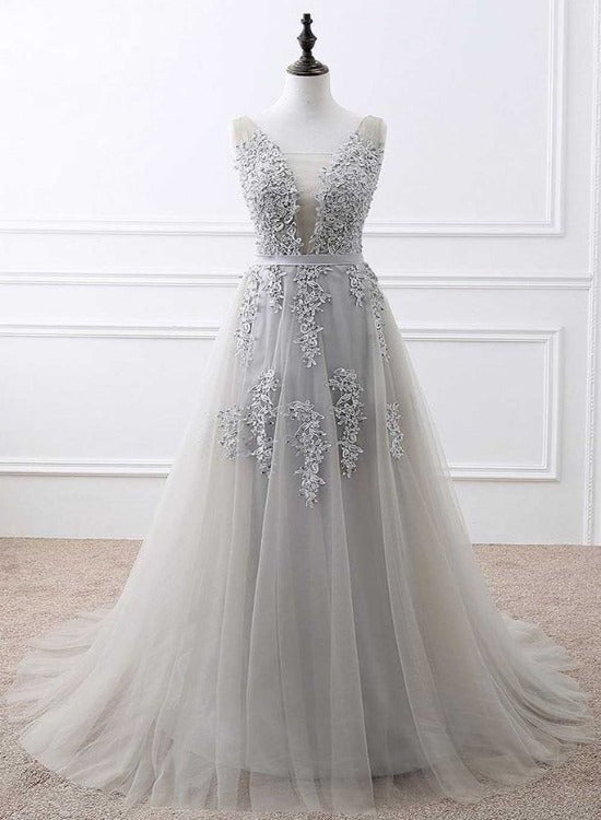 Light Grey High Quality Long Party Dress