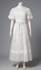 Jad Romantic Lace Puff-Sleeve Tiered Maxi Dress