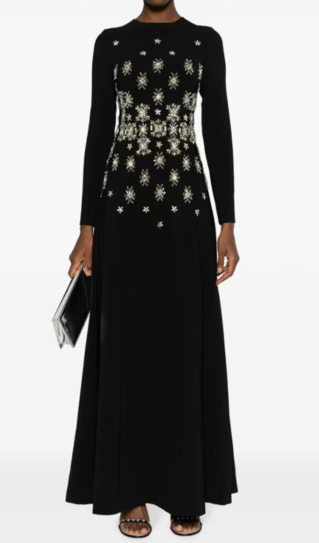 Dahl Glamorous Crystal Embellished Black Maxi Dress