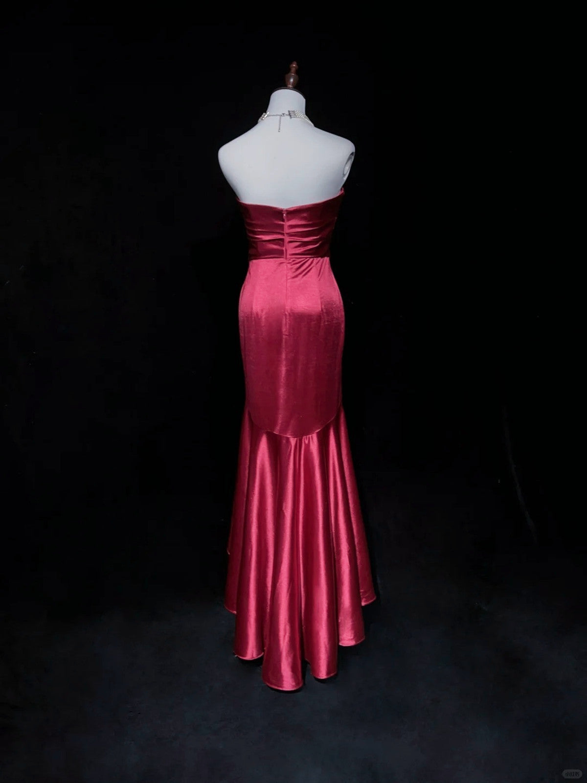 Wine Red Mermaid Strapless High Low Party Dress