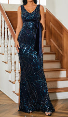 Glamorous V-Neck Sequin Maxi Dress