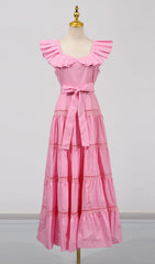 Farida Ruffled Sleeveless Tiered Midi Dress