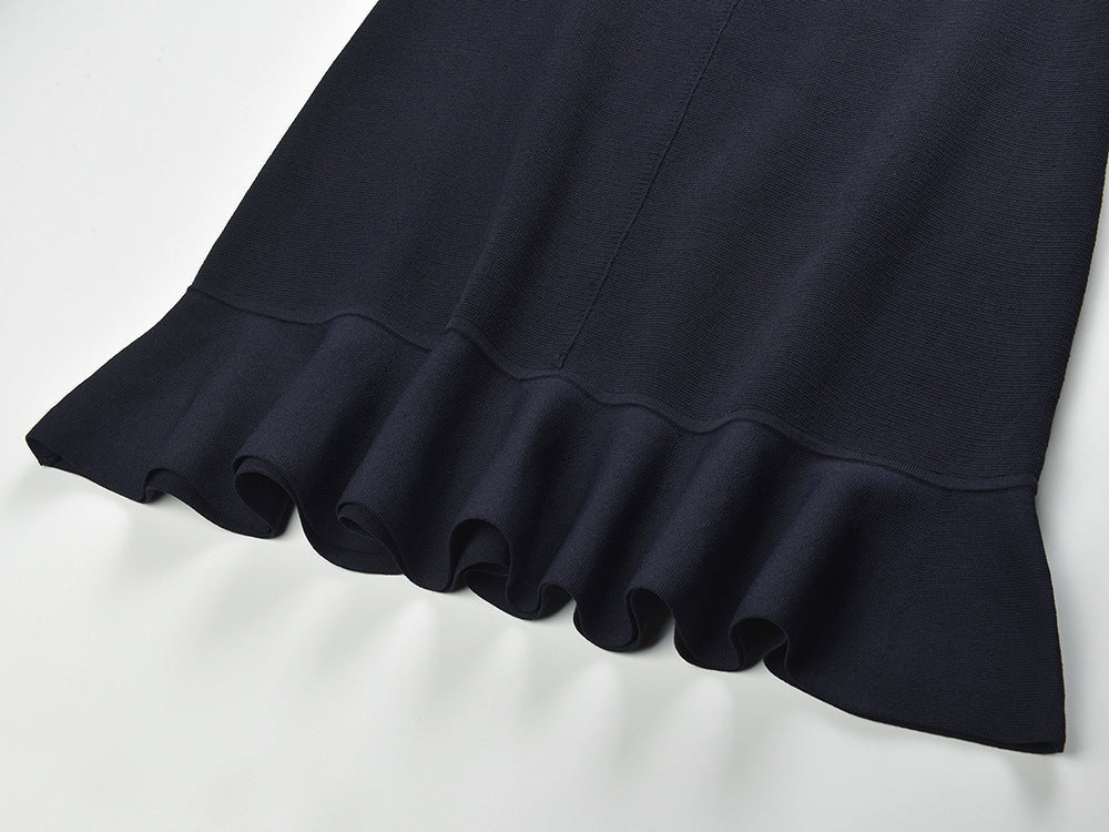 Chic Contrast Trim Short Sleeve Knit Dress