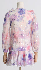 Elvina Shimmer Floral Ruffle Mini Dress